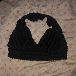 Black Sequin Halter Bralette Camisole
